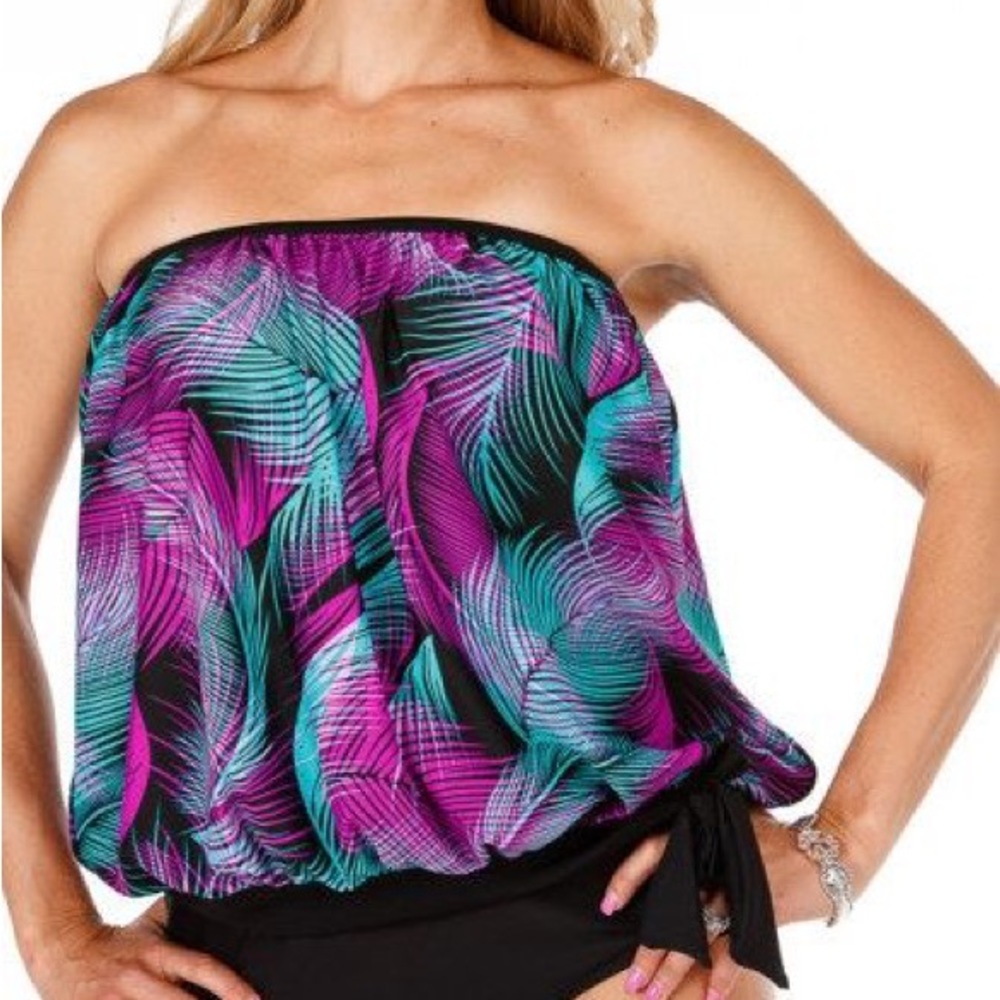 tankini TOP blouson bandeau strapless swimsuit top 9336T-70